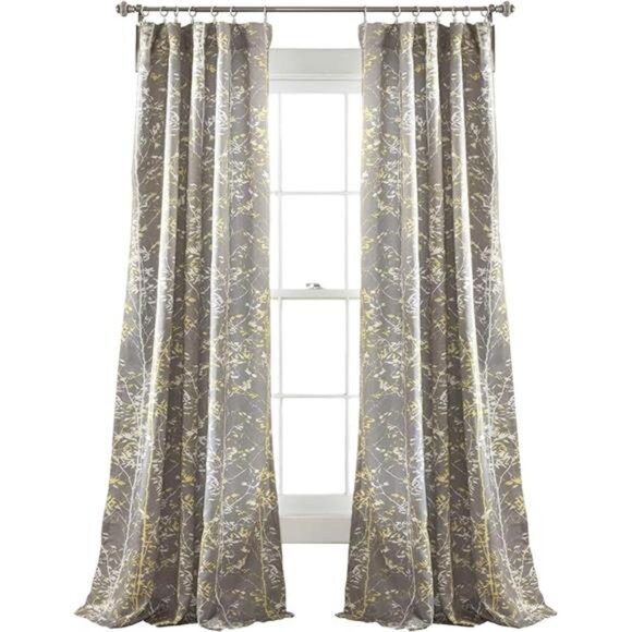 Forest 84 X 52 1 Curtains-Tree Branch Leaf Darkening Window Panel Drapes Set - Picture 4 of 4